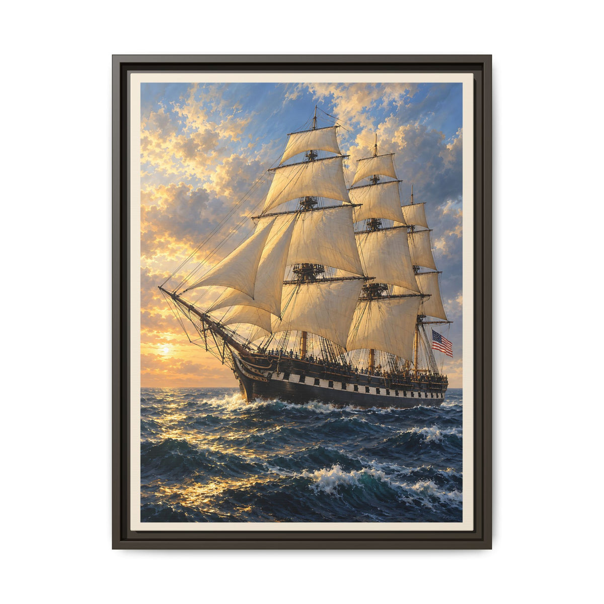 USS Constitution Old Ironsides Framed Canvas – Historic Naval Wall Art