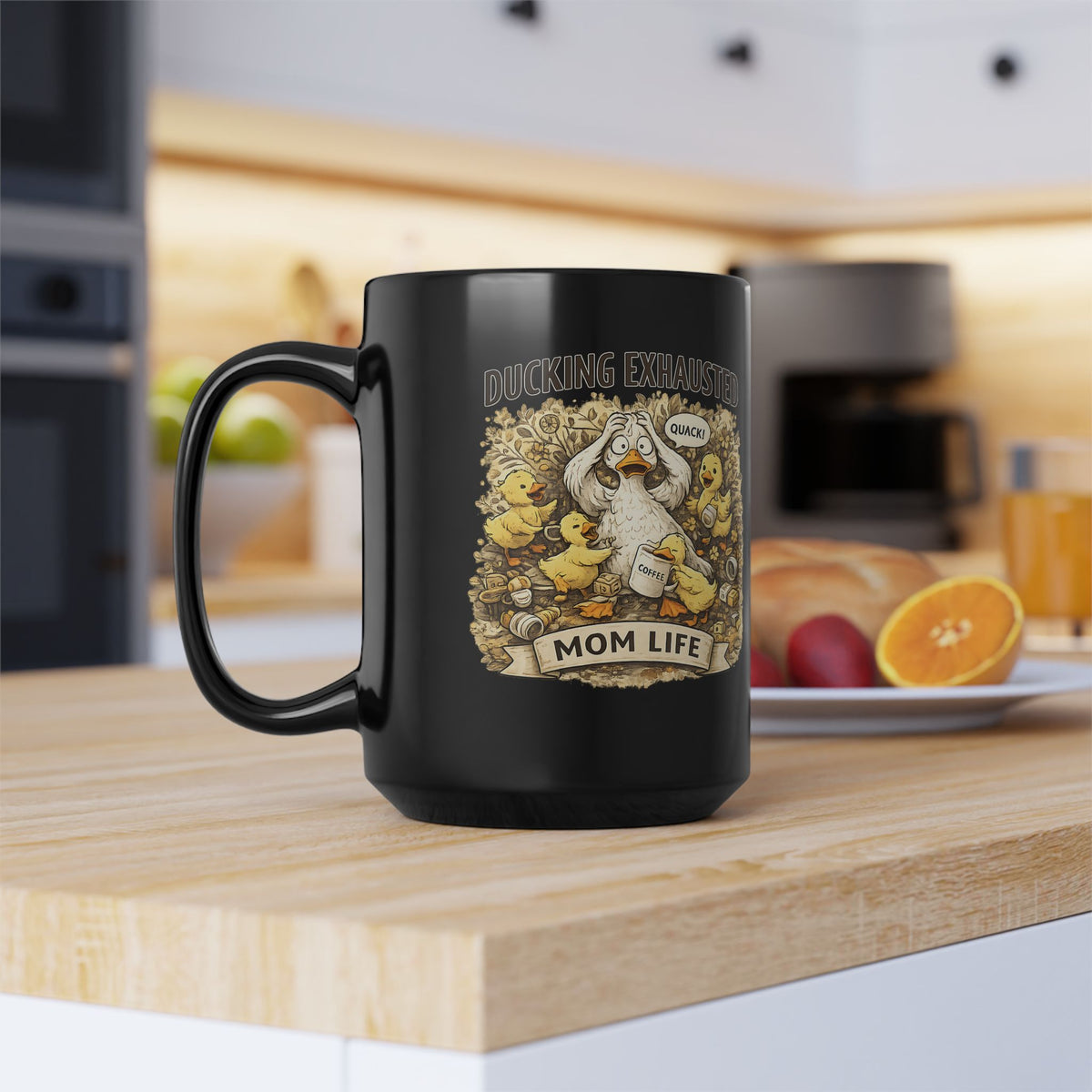 Ducking Exhausted Mom Life Mug Funny Mom Coffee Cup Cute Duck Humor Gift for Moms