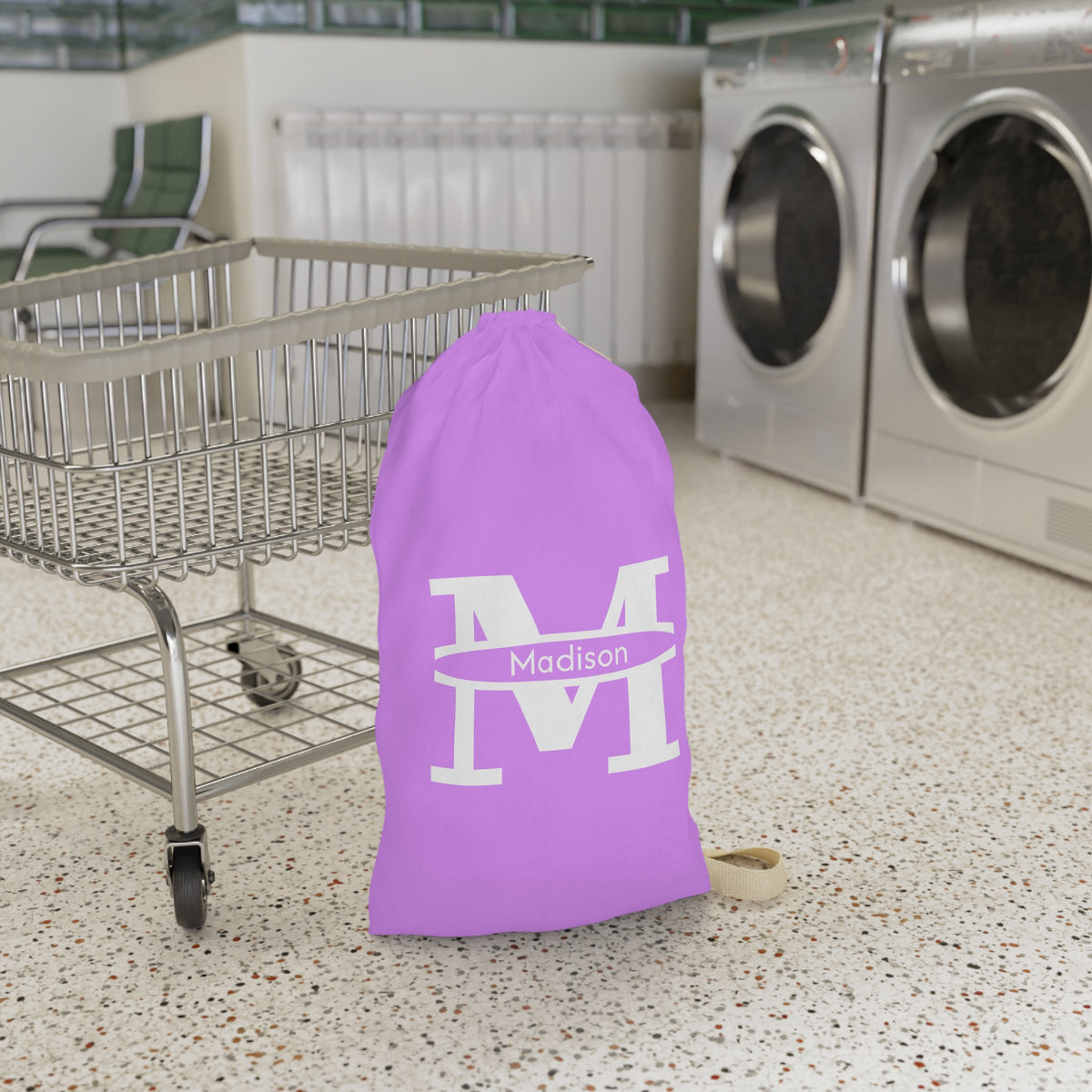 Personalized Monogram M Laundry Bag Personalized Initial Drawstring