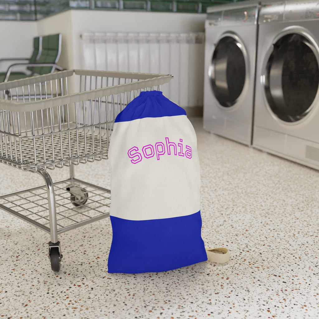 Pink Arched Name Laundry Bag | Personalized Canvas Laundry Bag