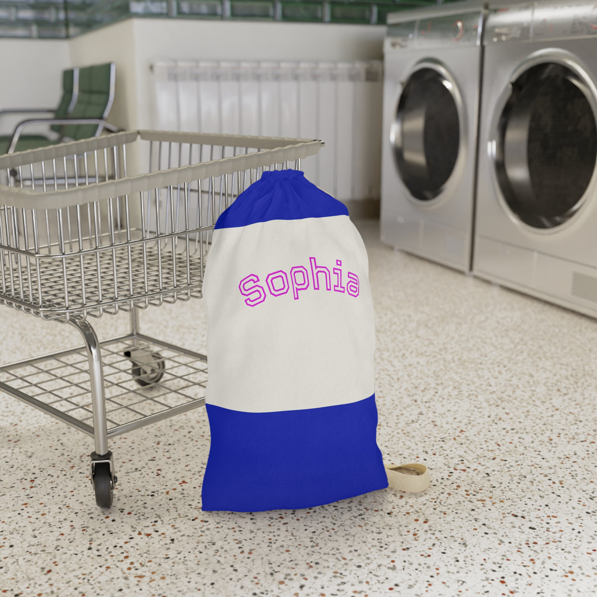 Pink Arched Name Laundry Bag | Personalized Canvas Laundry Bag