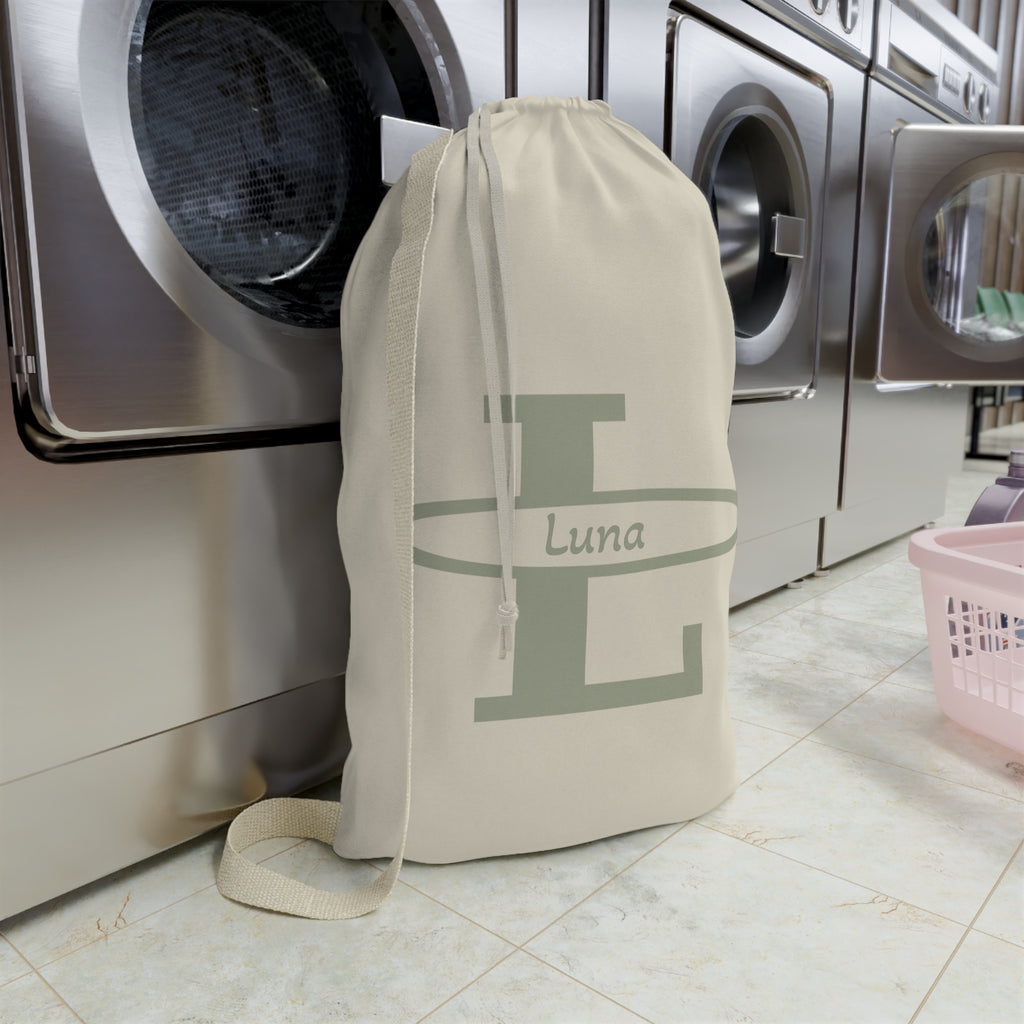 Monogram L with Name Laundry Bag | Personalized Initial Canvas Laundry Bag