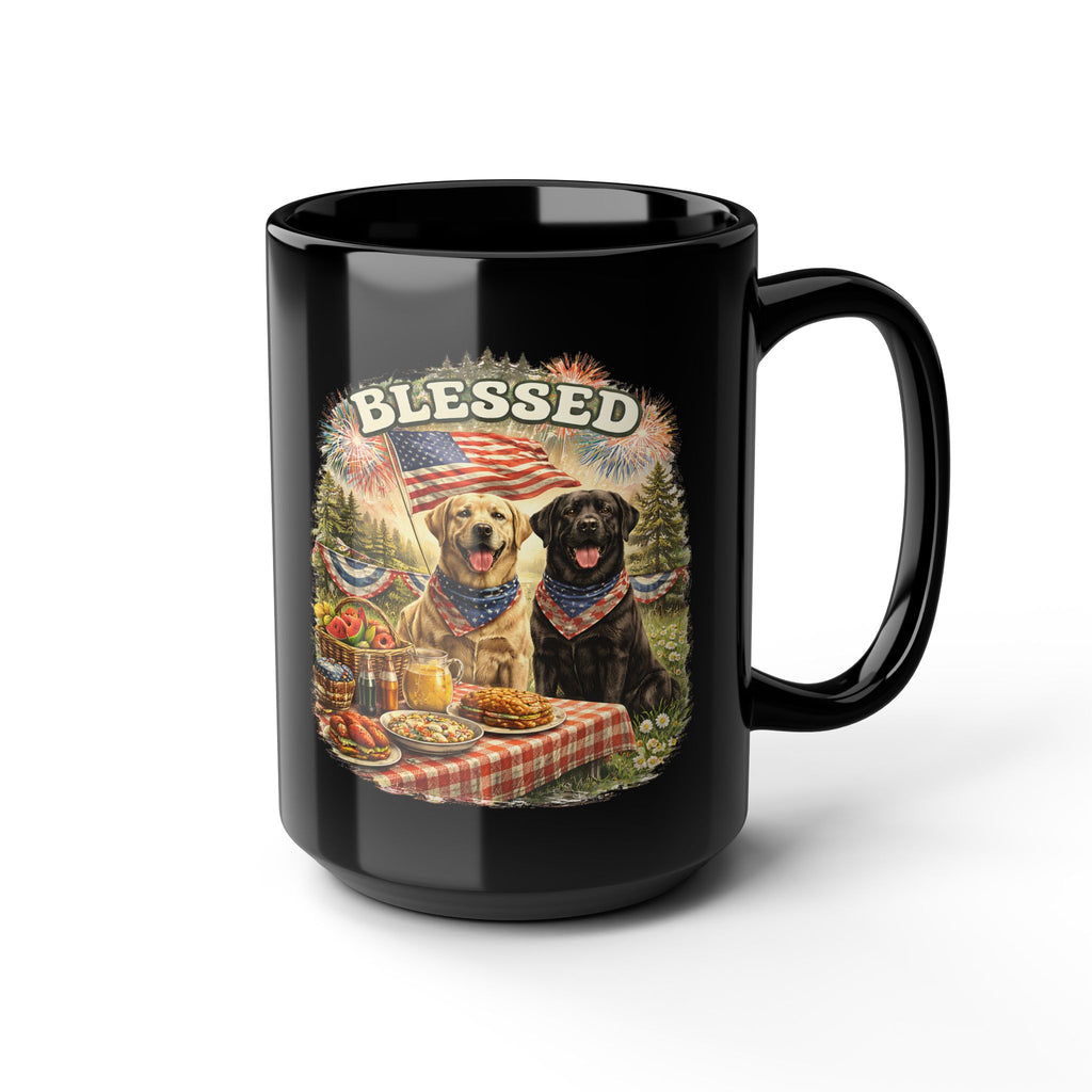 Blessed Patriotic Dog Mug American Flag Coffee Cup Faith USA Dog Lover Gift