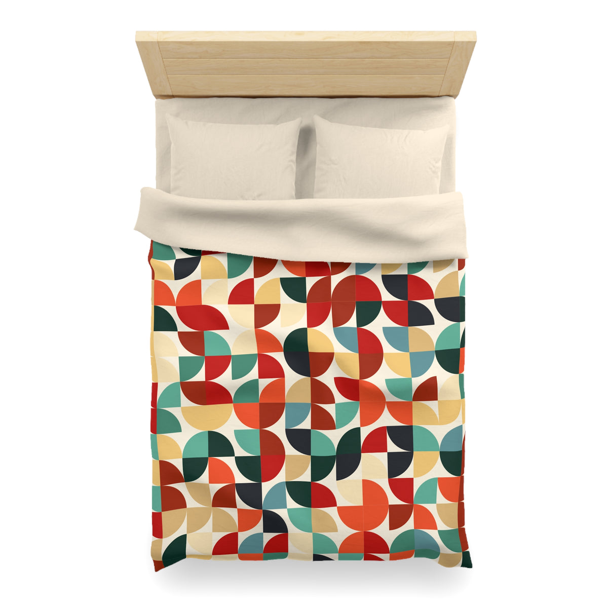 Retro Geometric Petal Pattern Duvet Cover | Mid Century Modern Bedding