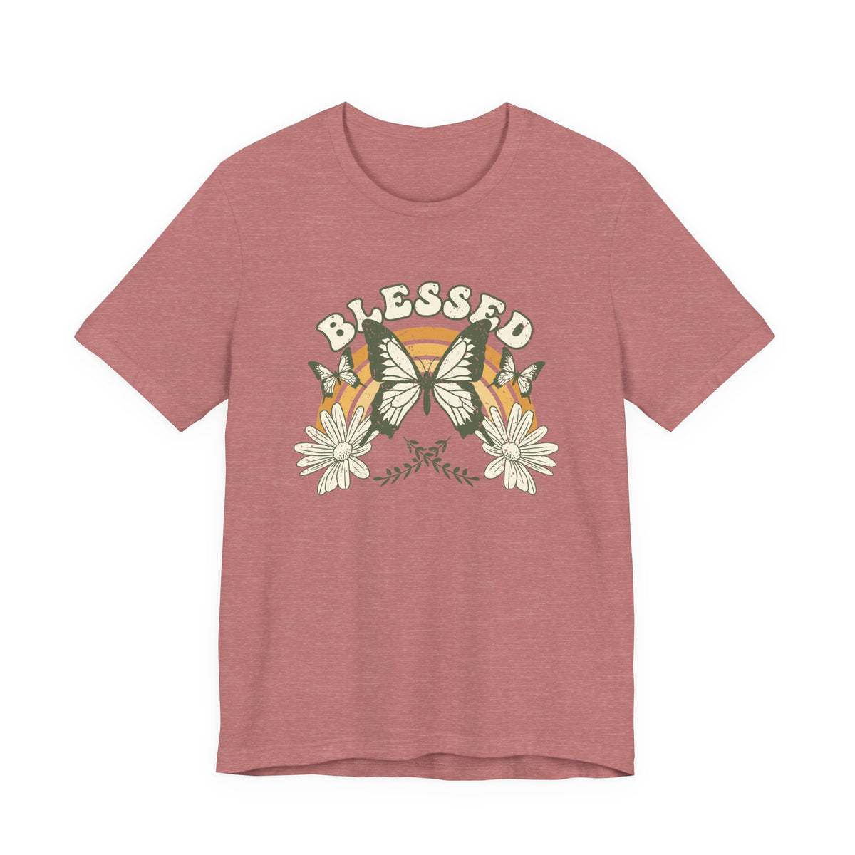 Blessed T Shirt Butterfly Floral Tee, Faith Inspirational Shirt, Boho Christian Graphic Tee