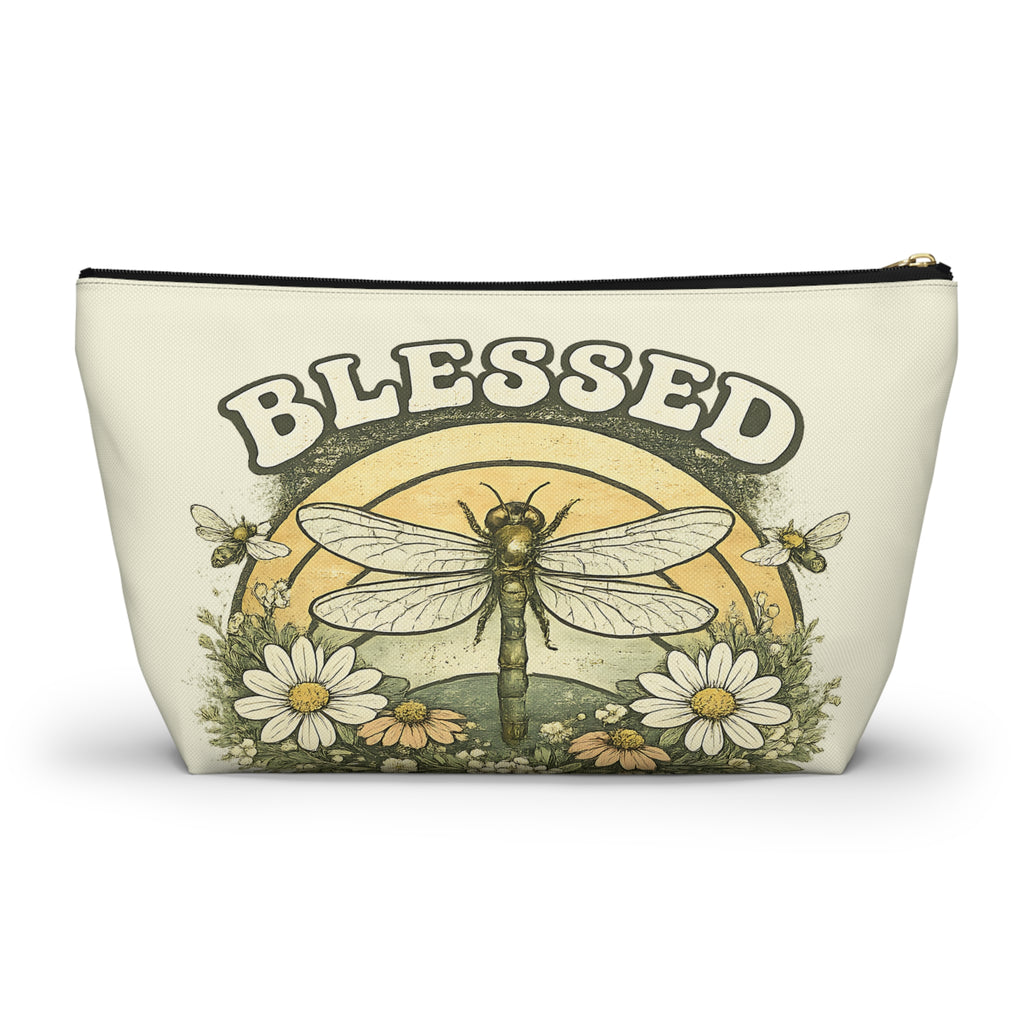 Blessed Dragonfly Pouch – Vintage Botanical Floral Print