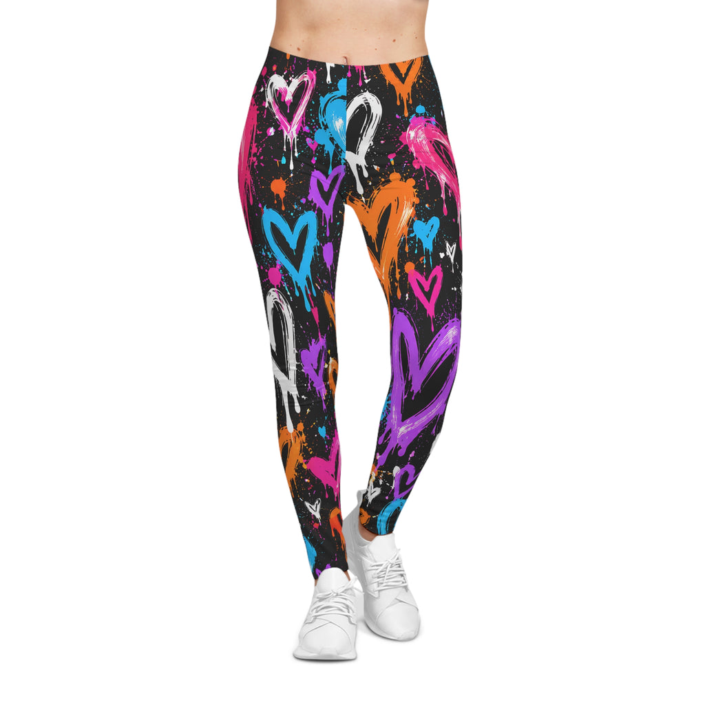 Graffiti Heart Leggings – Colorful Street Art Print