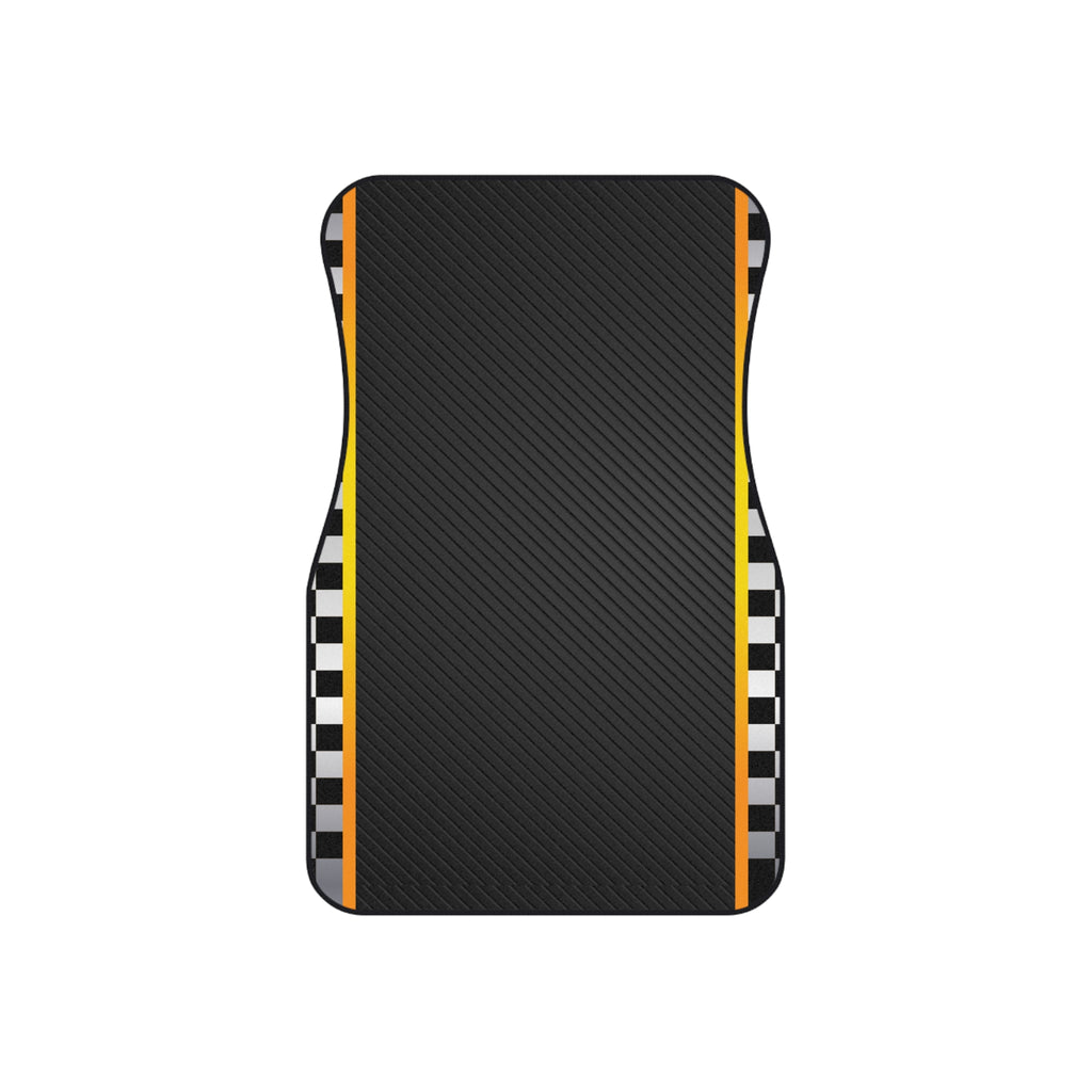 Black Checkered Racing Car Floor Mats – 4-Piece Set