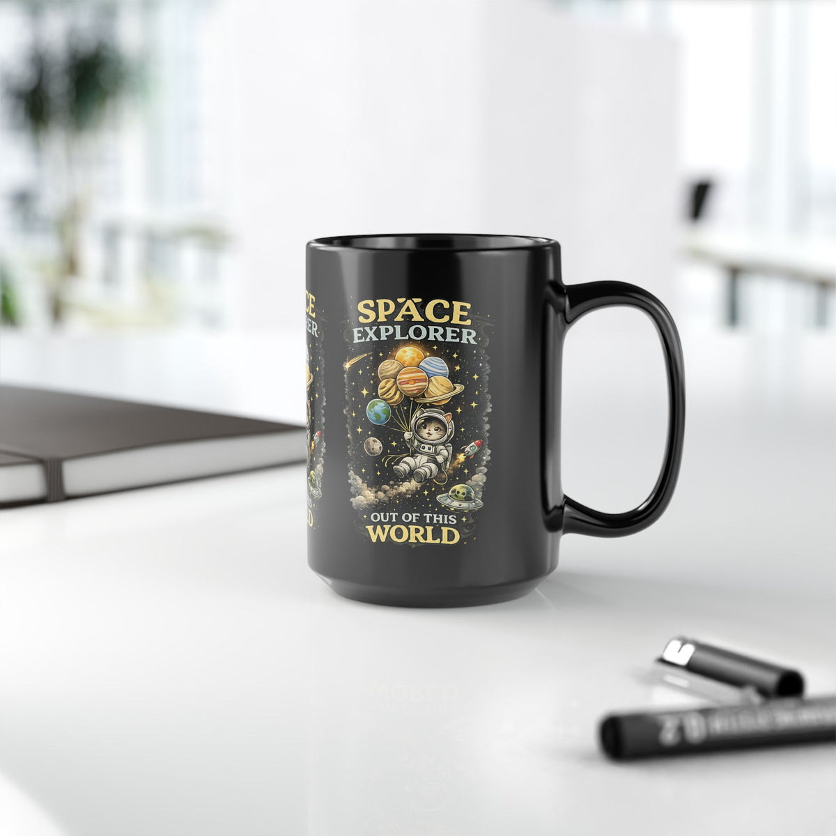 Space Explorer Cat Mug Cute Astronaut Kitty Coffee Cup Out of This World Gift