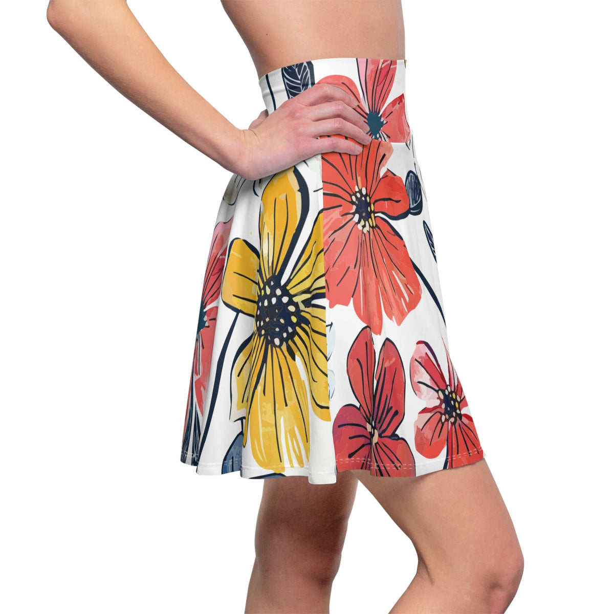 Colorful Floral Skater Skirt – Bold Flower Print