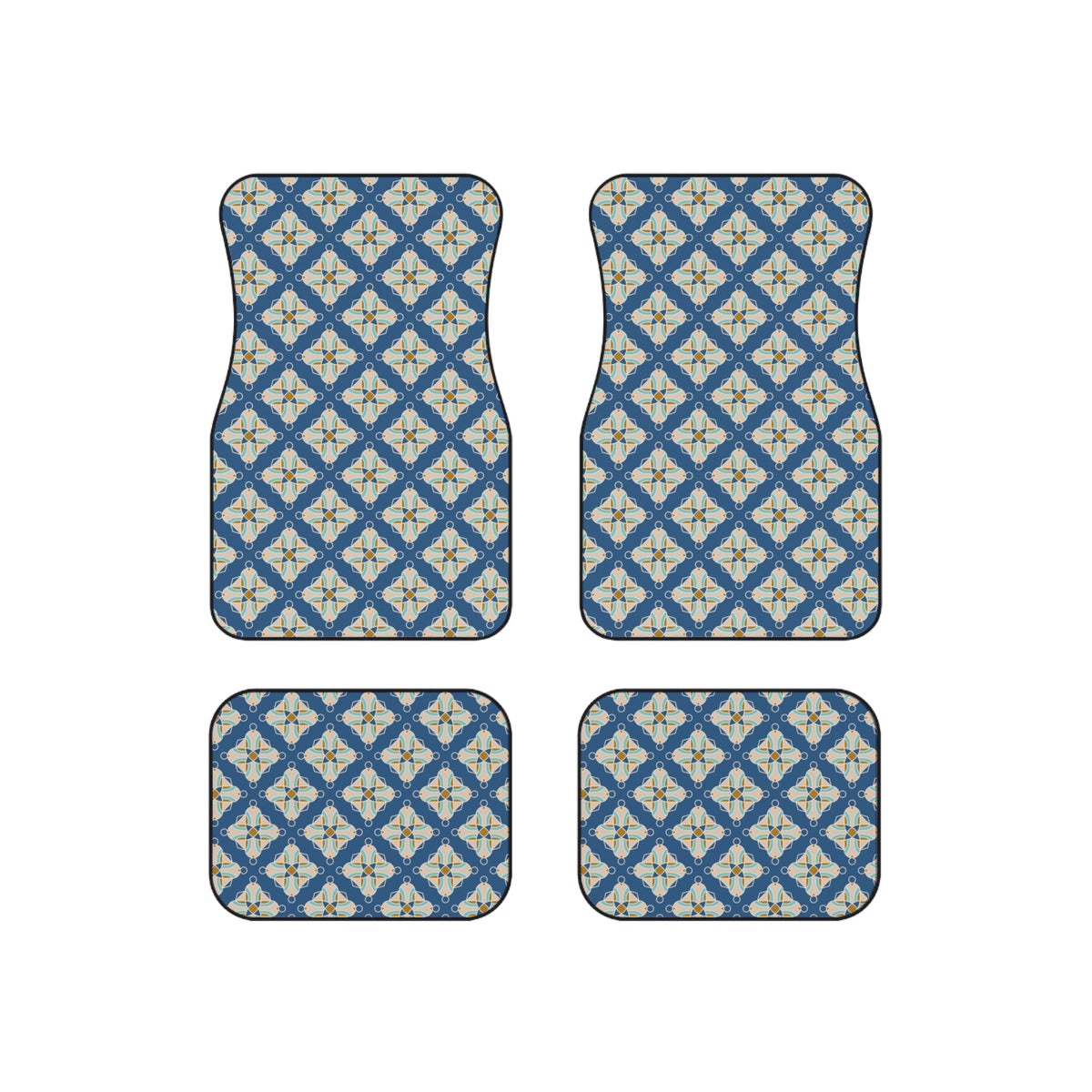 Blue Tile Pattern Car Floor Mats – 4-Piece Set