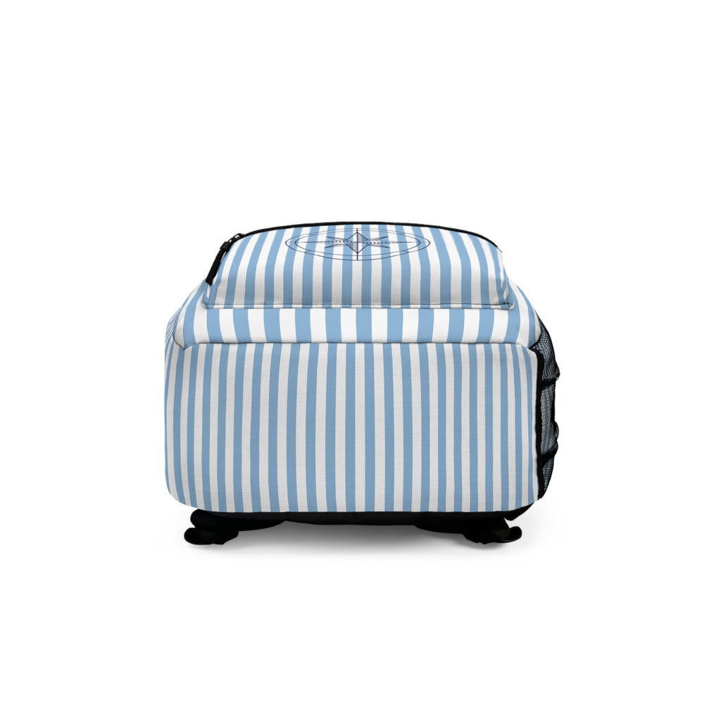 Nautical Striped Backpack – Blue & White Compass Graphic Backpack