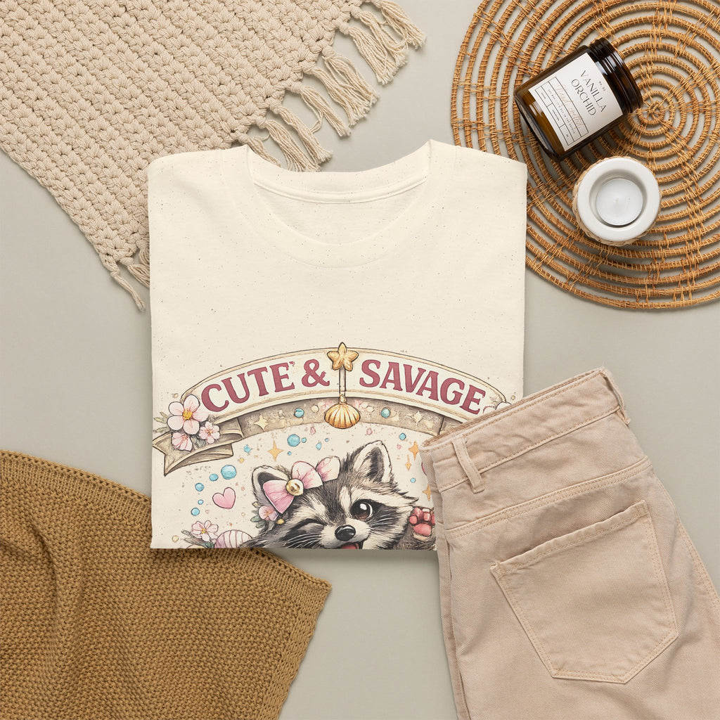 “Cute & Savage” T-Shirt – Funny Raccoon Hot Mess Express Graphic Tee