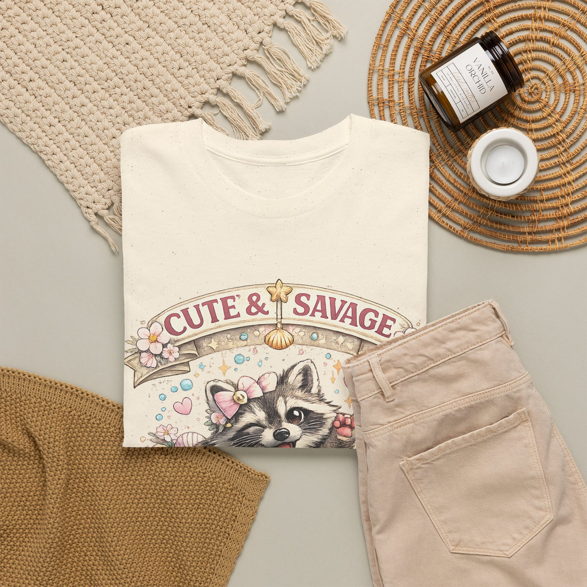 “Cute & Savage” T-Shirt – Funny Raccoon Hot Mess Express Graphic Tee