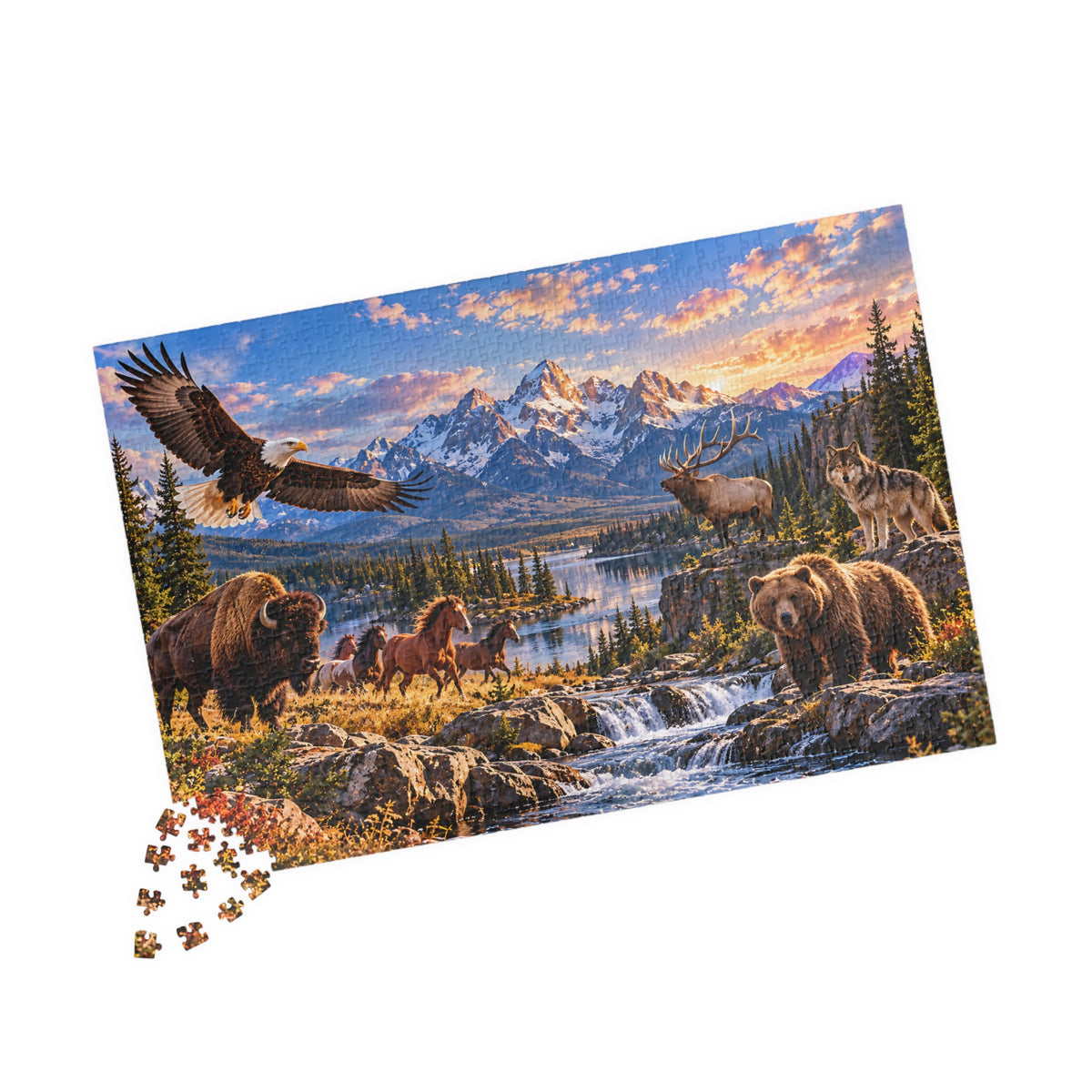 American Wildlife Puzzle – Mountain Wilderness Jigsaw Puzzle (110, 252, 520, 1014-piece)