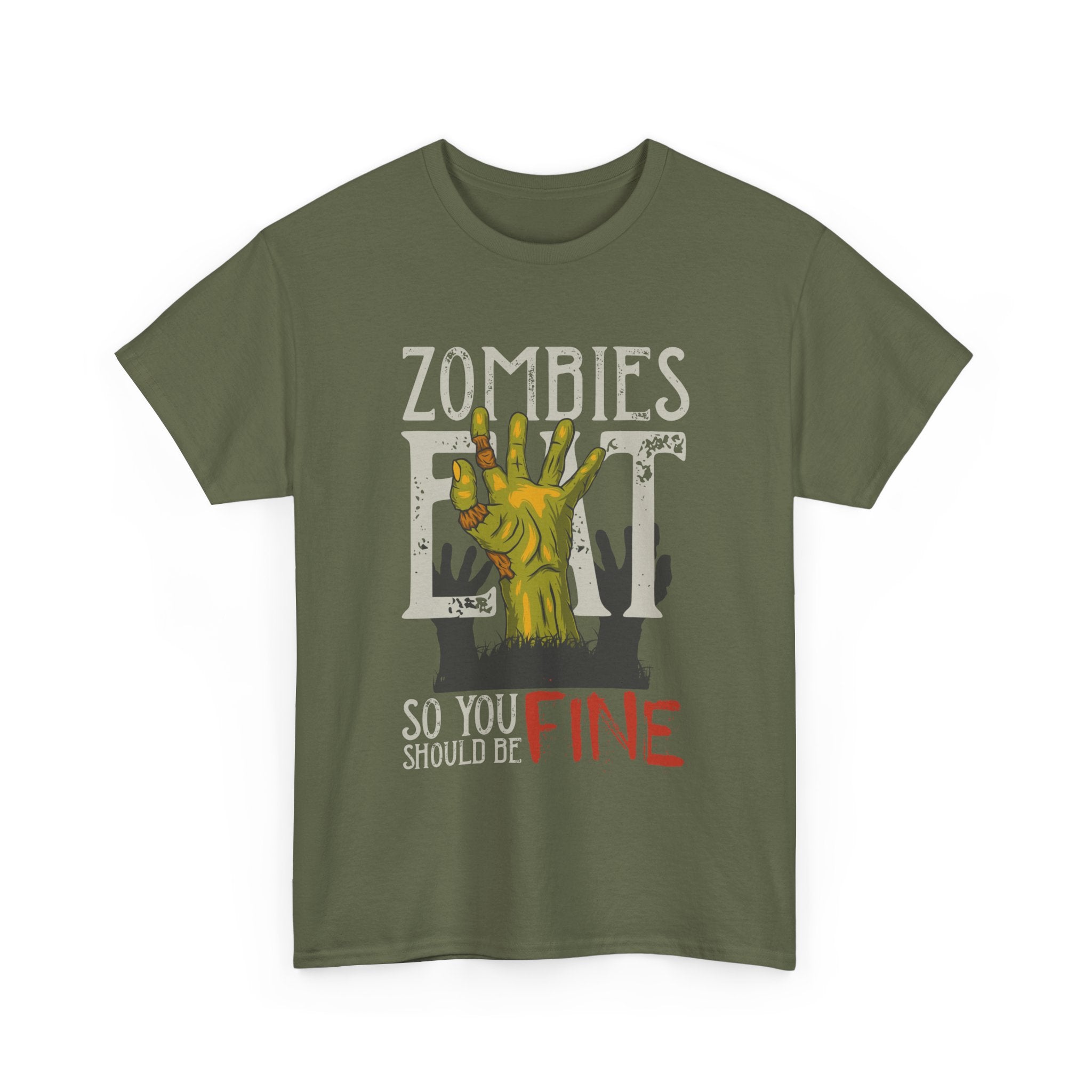 Zombie Eat Graphic Tee — Zombies Eat So You Should Be Fine Halloween T-Shirt – Bamerix