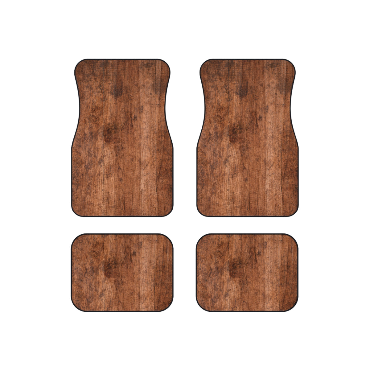 Rustic Wood Car Floor Mats – Brown 4-Piece Set