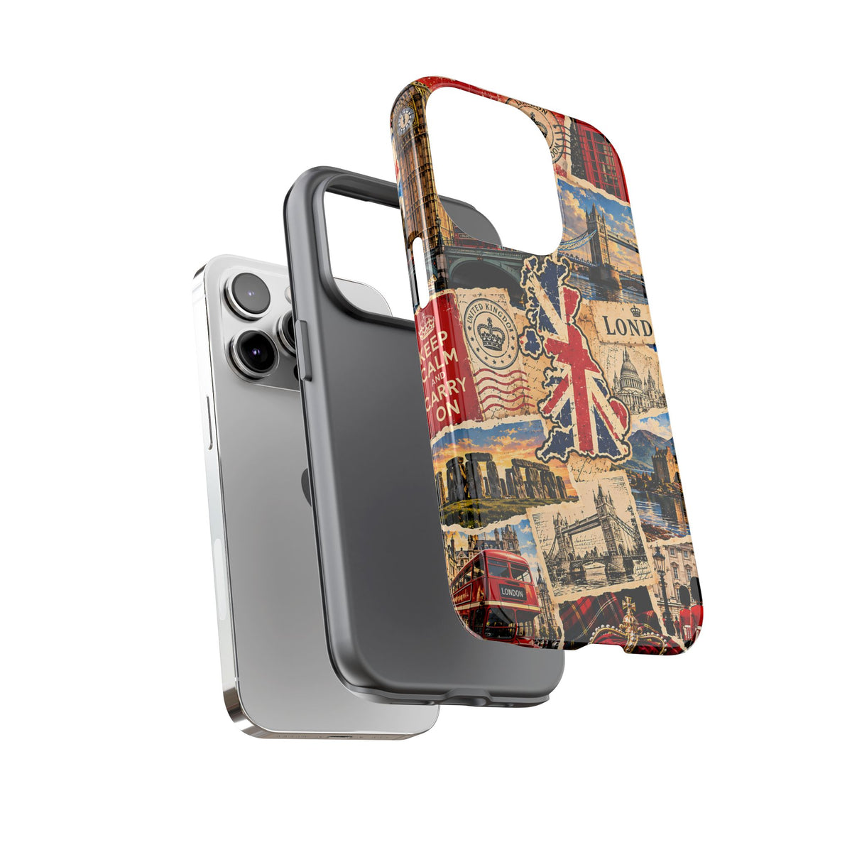 London UK Travel Collage Phone Case – Vintage British Tough Case