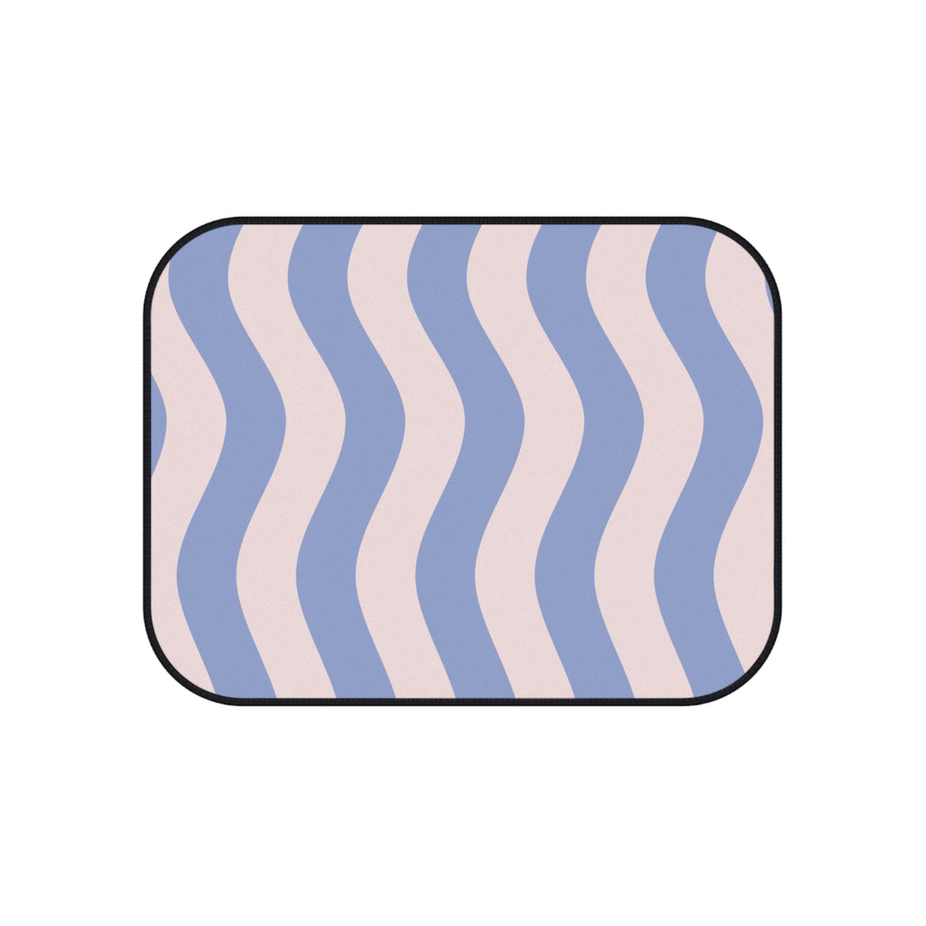 Blue Wavy Stripes Car Floor Mats – 4-Piece Set