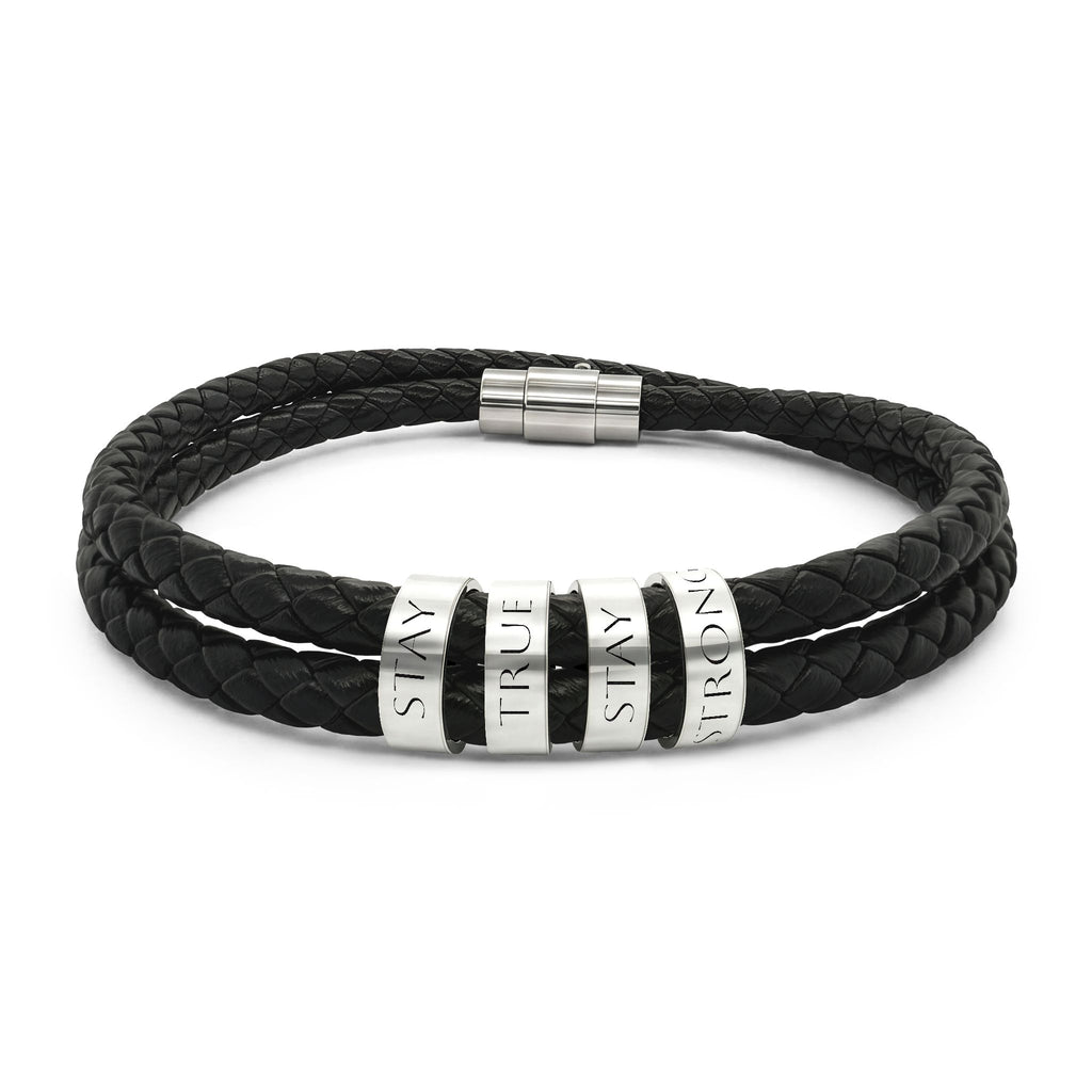 Stay True Stay Strong Leather Bracelet – Engraved Beads