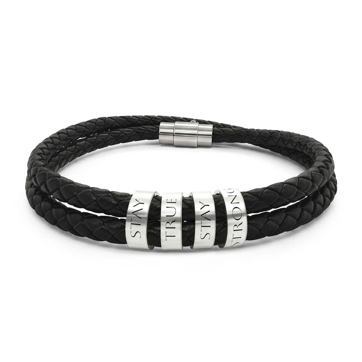 Stay True Stay Strong Leather Bracelet – Engraved Beads