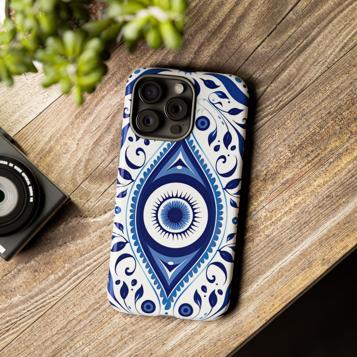 Blue Evil Eye Tough Phone Case – Ornamental Nazar Design