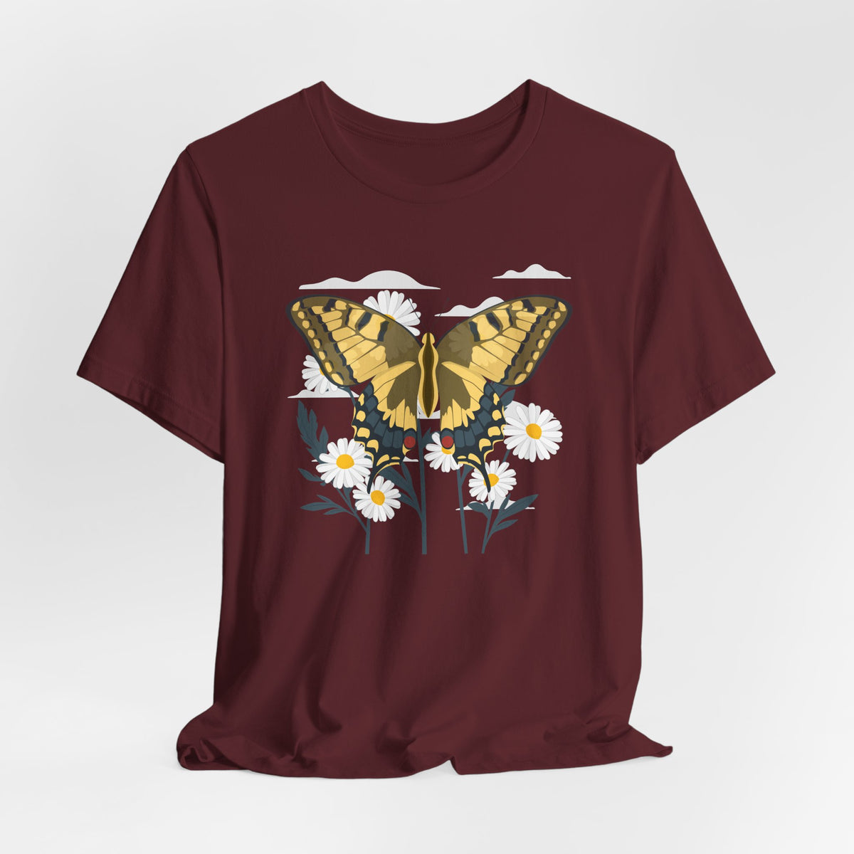 Butterfly Floral Nature Shirt  Yellow Butterfly T Shirt, Wildflower Graphic Tee, Nature Lover Gift