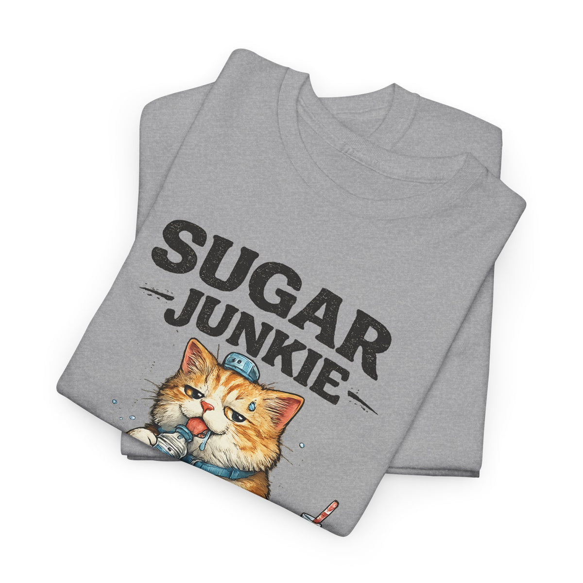“Sugar Junkie – Diabetic Nightmare” T-Shirt – Funny Cat Graphic Tee