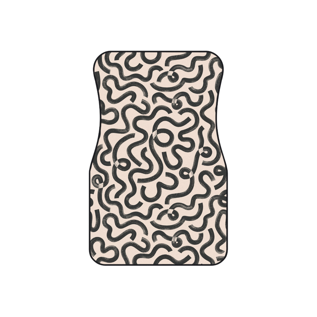 Beige Abstract Pattern Car Floor Mats – 4-Piece Set
