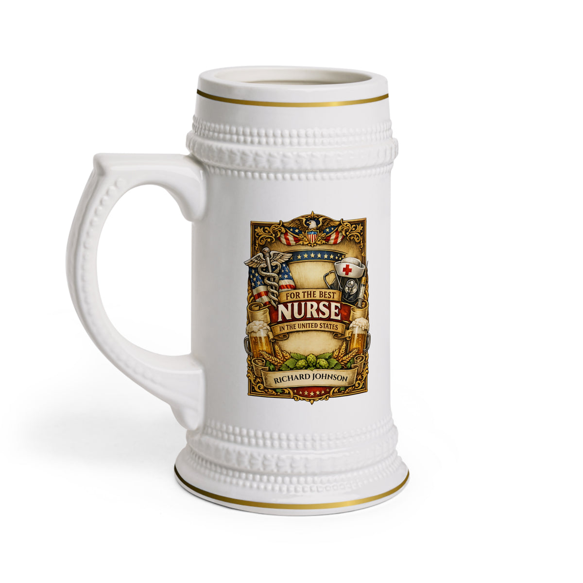 Personalized Nurse Beer Stein 22oz - Custom Name Nurse Mug, Best Nurse Gift