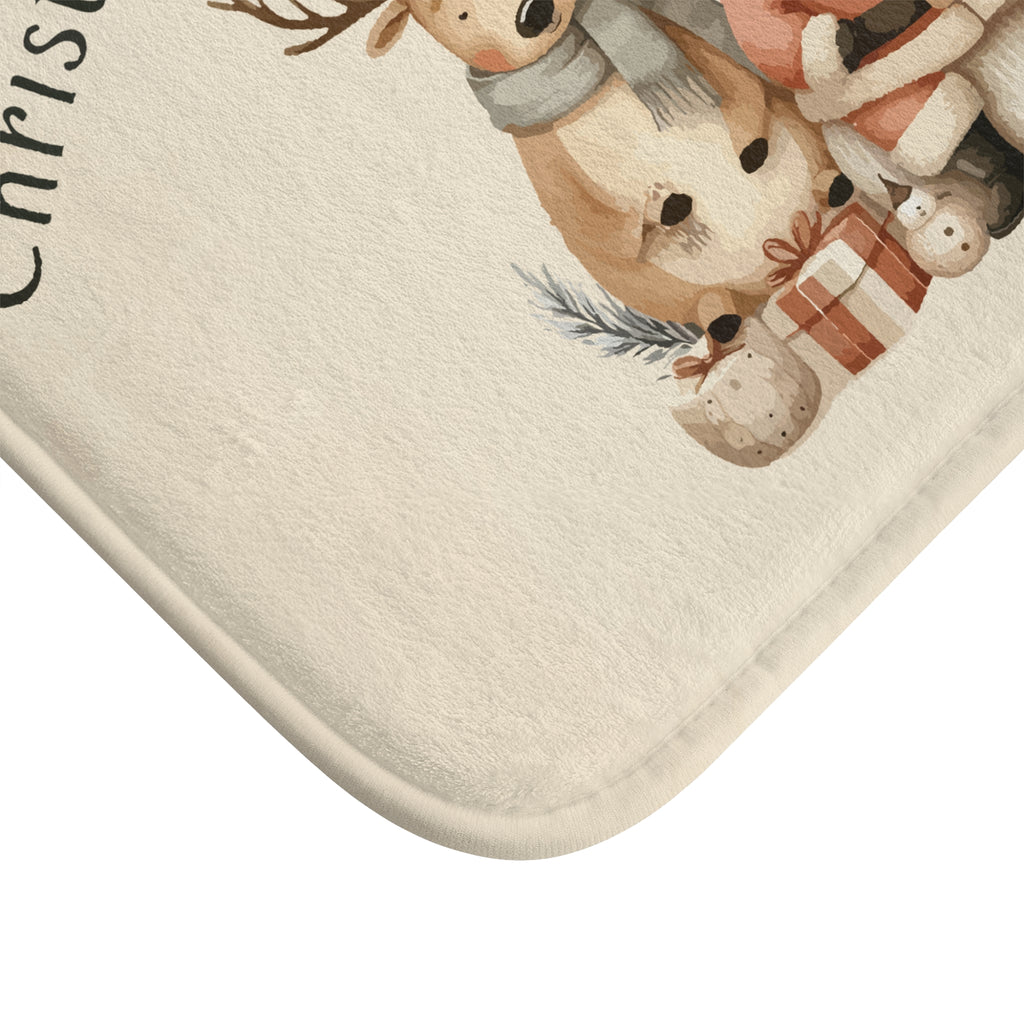 Merry Christmas Santa & Reindeer Bath Mat – Cute Holiday Bathroom Decor