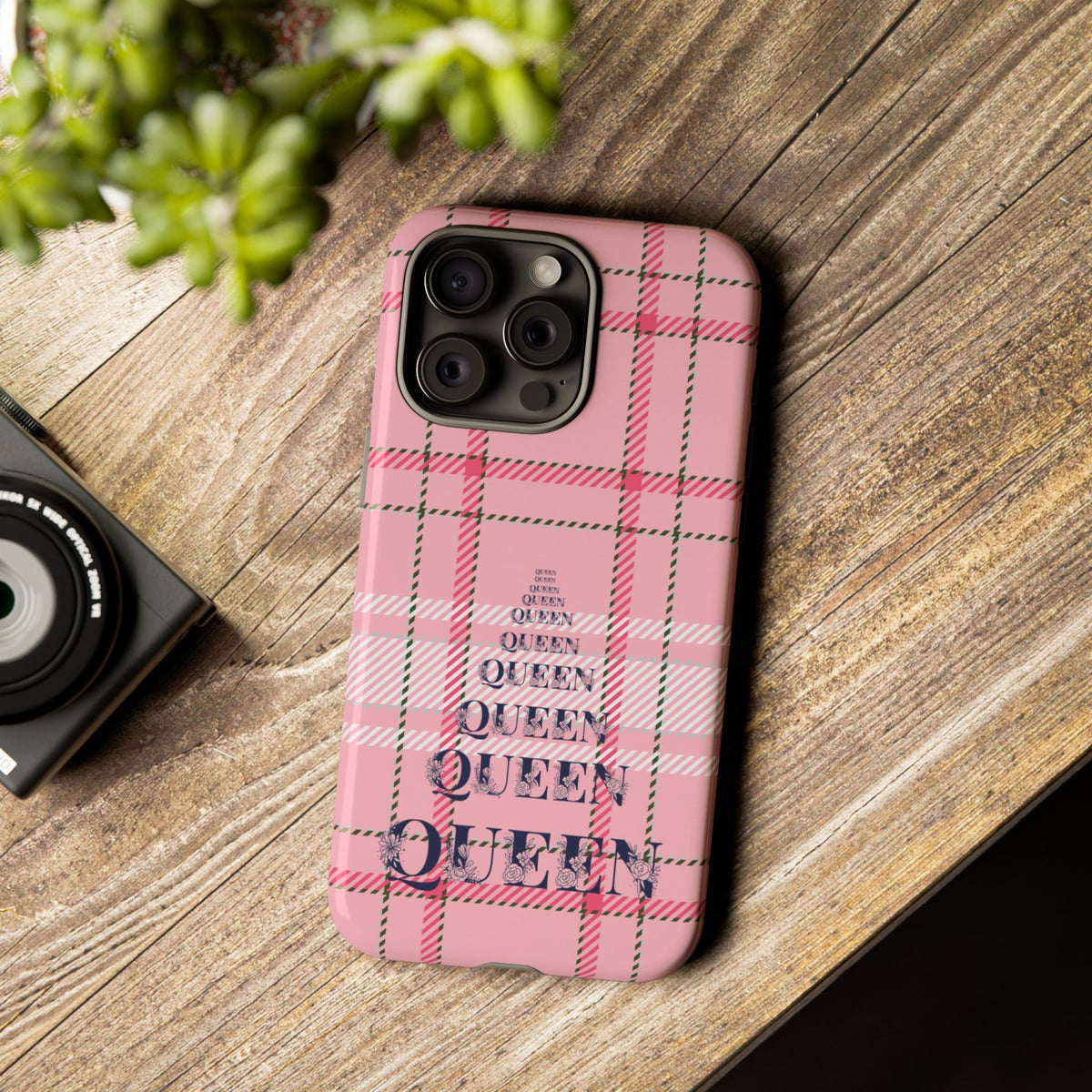 Pink Plaid Queen Phone Case – Preppy Tartan Tough Case