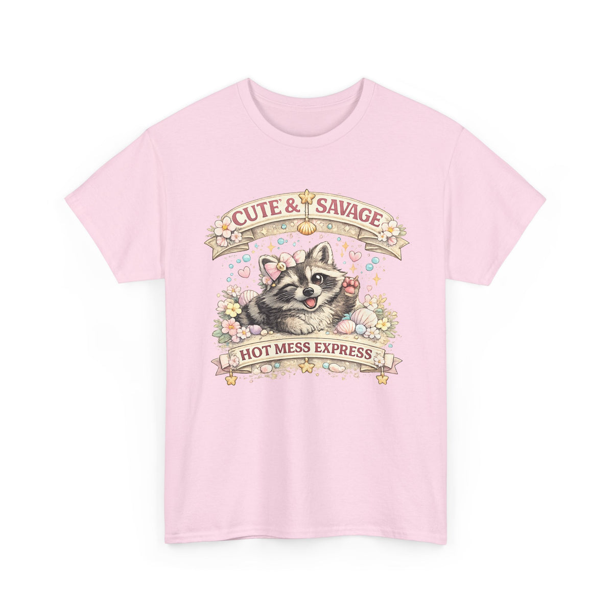 “Cute & Savage” T-Shirt – Funny Raccoon Hot Mess Express Graphic Tee