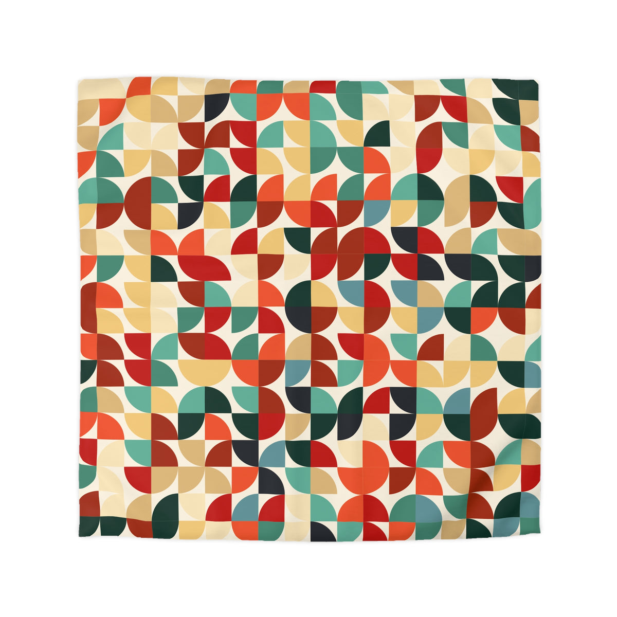 Retro Geometric Petal Pattern Duvet Cover | Mid Century Modern Bedding