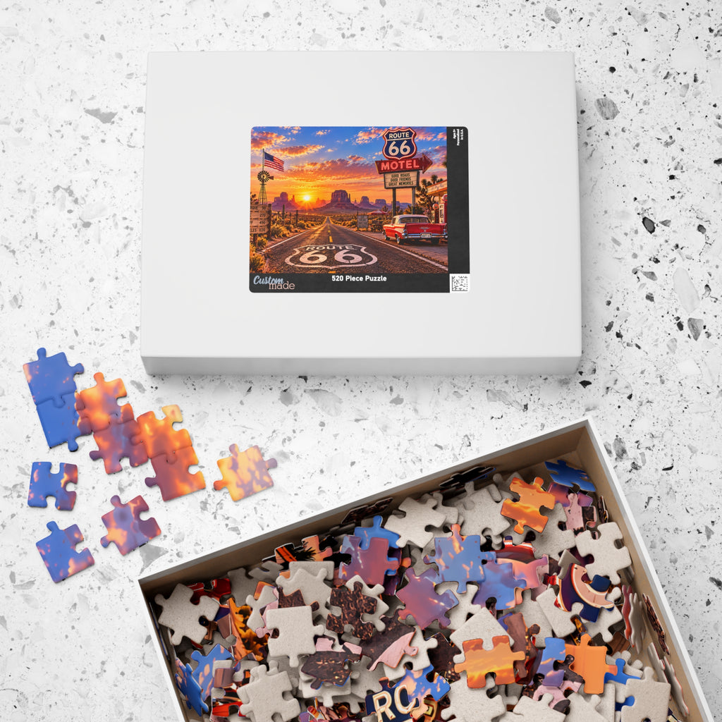 Route 66 Puzzle – Vintage American Road Trip Jigsaw Puzzle (110, 252, 520, 1014-piece)