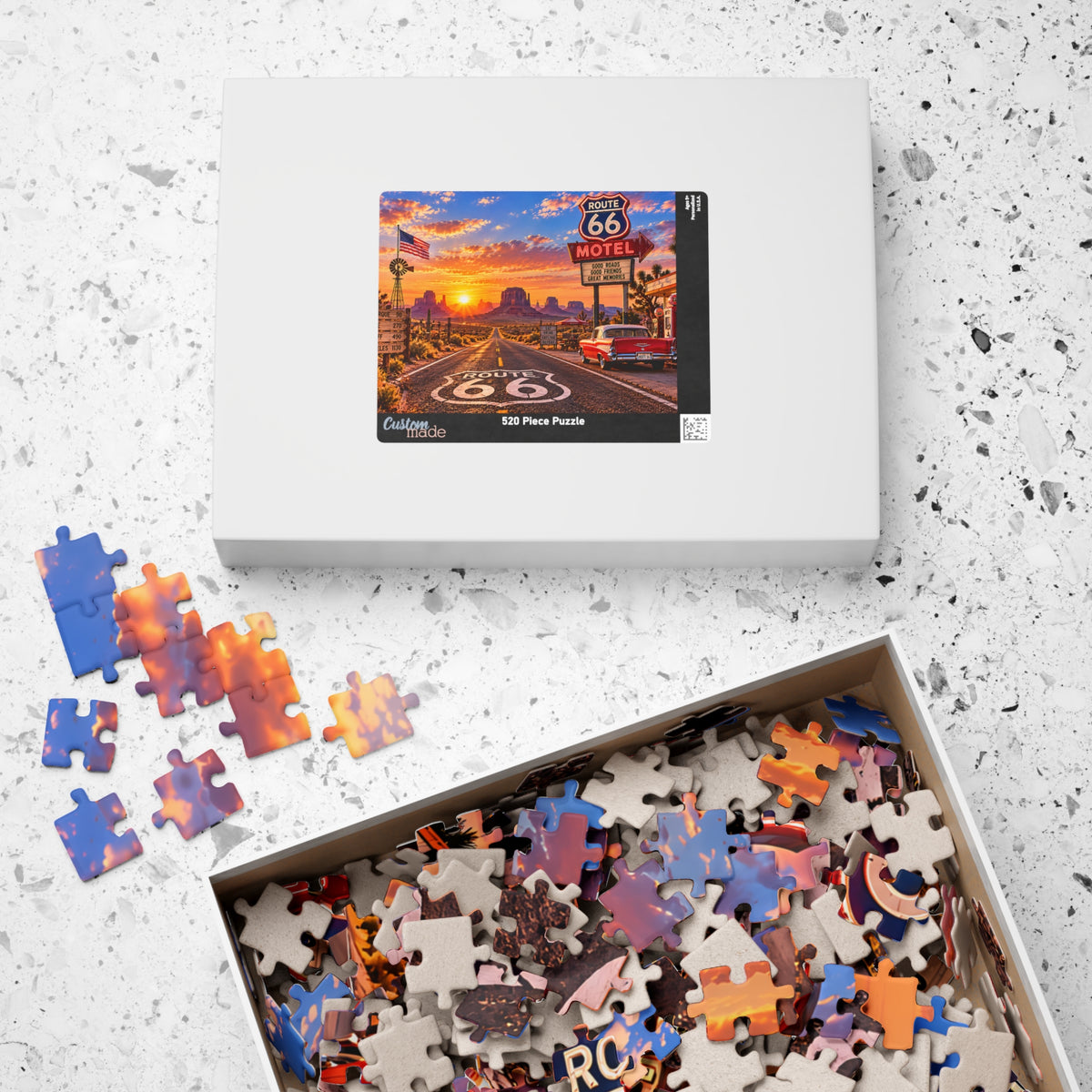 Route 66 Puzzle – Vintage American Road Trip Jigsaw Puzzle (110, 252, 520, 1014-piece)