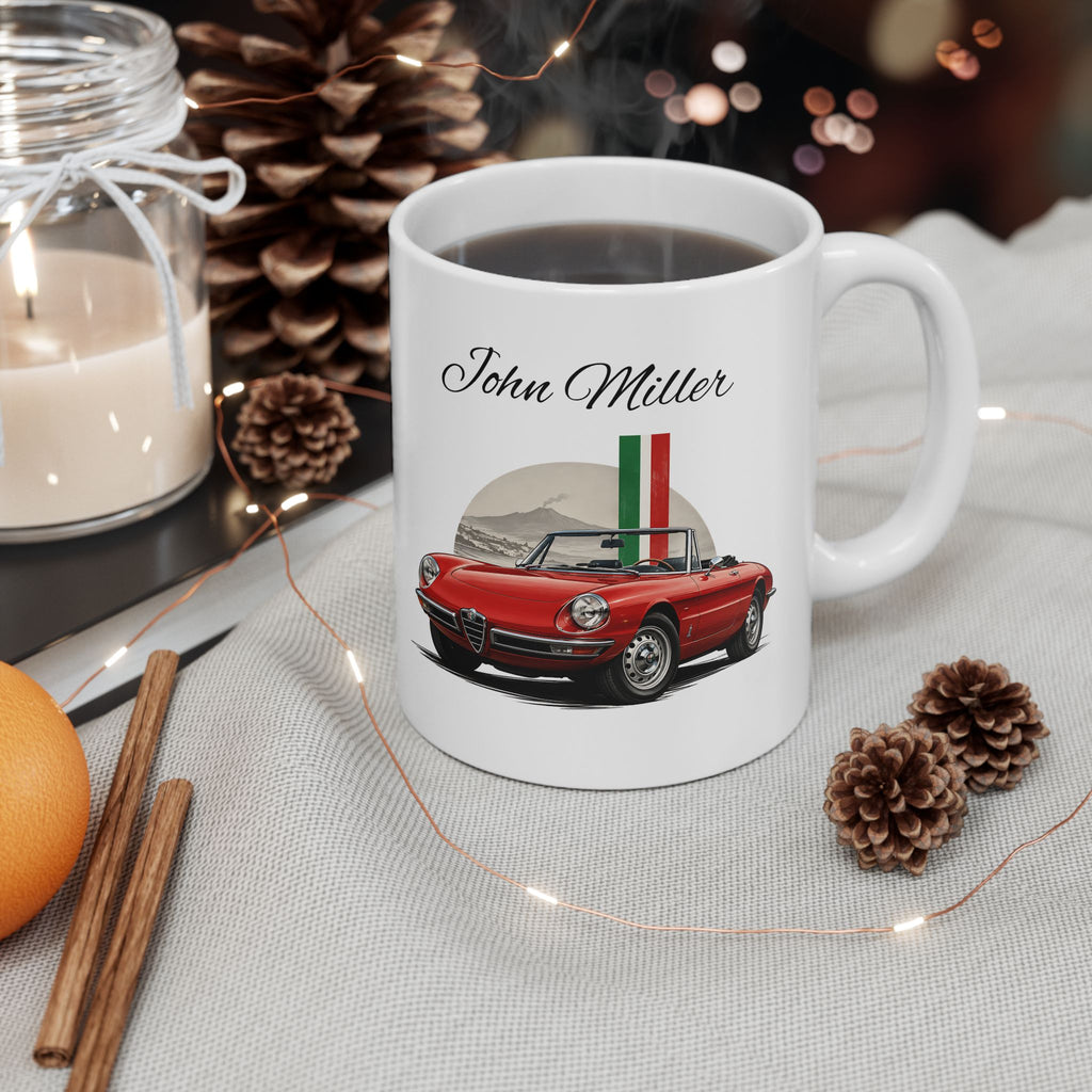 Personalized Name Classic Red Sports Car Mug – Vintage Italian Car Gift