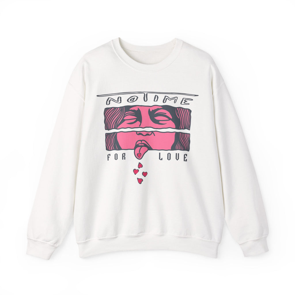 Crewneck Sweatshirt  'No Time For Love' Retro Kiss Graphic