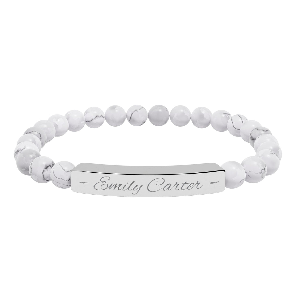 Personalized Natural Stone Bracelet – Custom Name Engraving