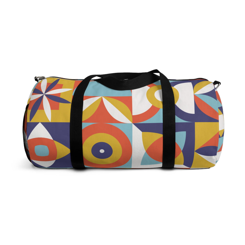 Retro Geometric Duffel Bag – Mid-Century Modern Design