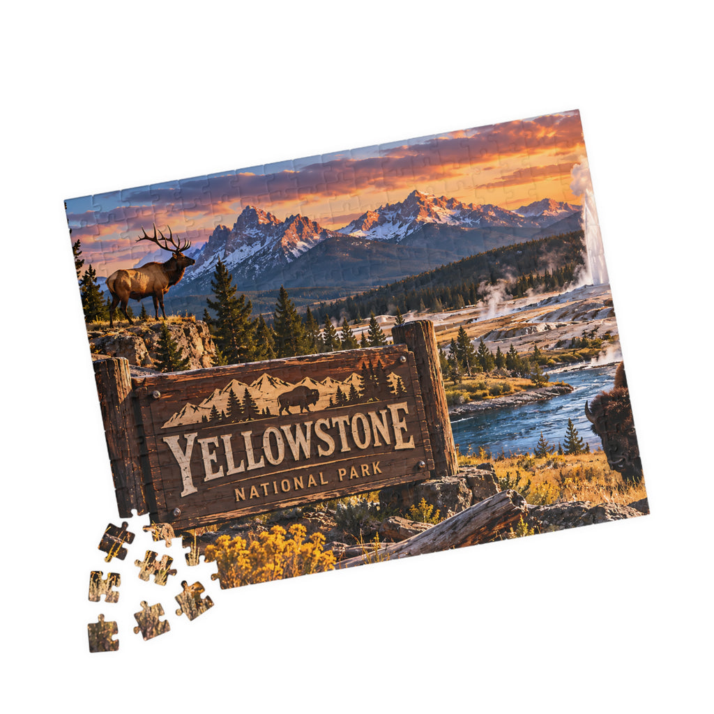 Yellowstone National Park Puzzle – Wildlife & Mountain Landscape (110, 252, 520, 1014-piece)