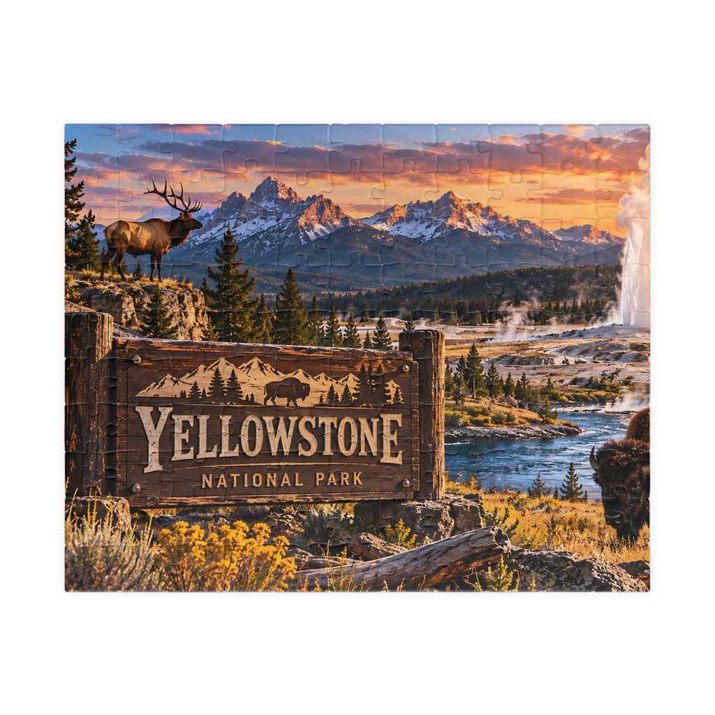 Yellowstone National Park Puzzle – Wildlife & Mountain Landscape (110, 252, 520, 1014-piece)