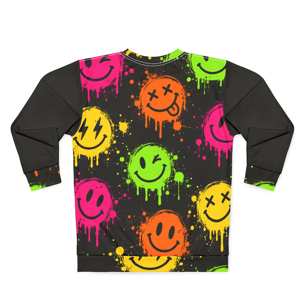 Neon Graffiti Smiley Unisex Sweatshirt – Streetwear Print