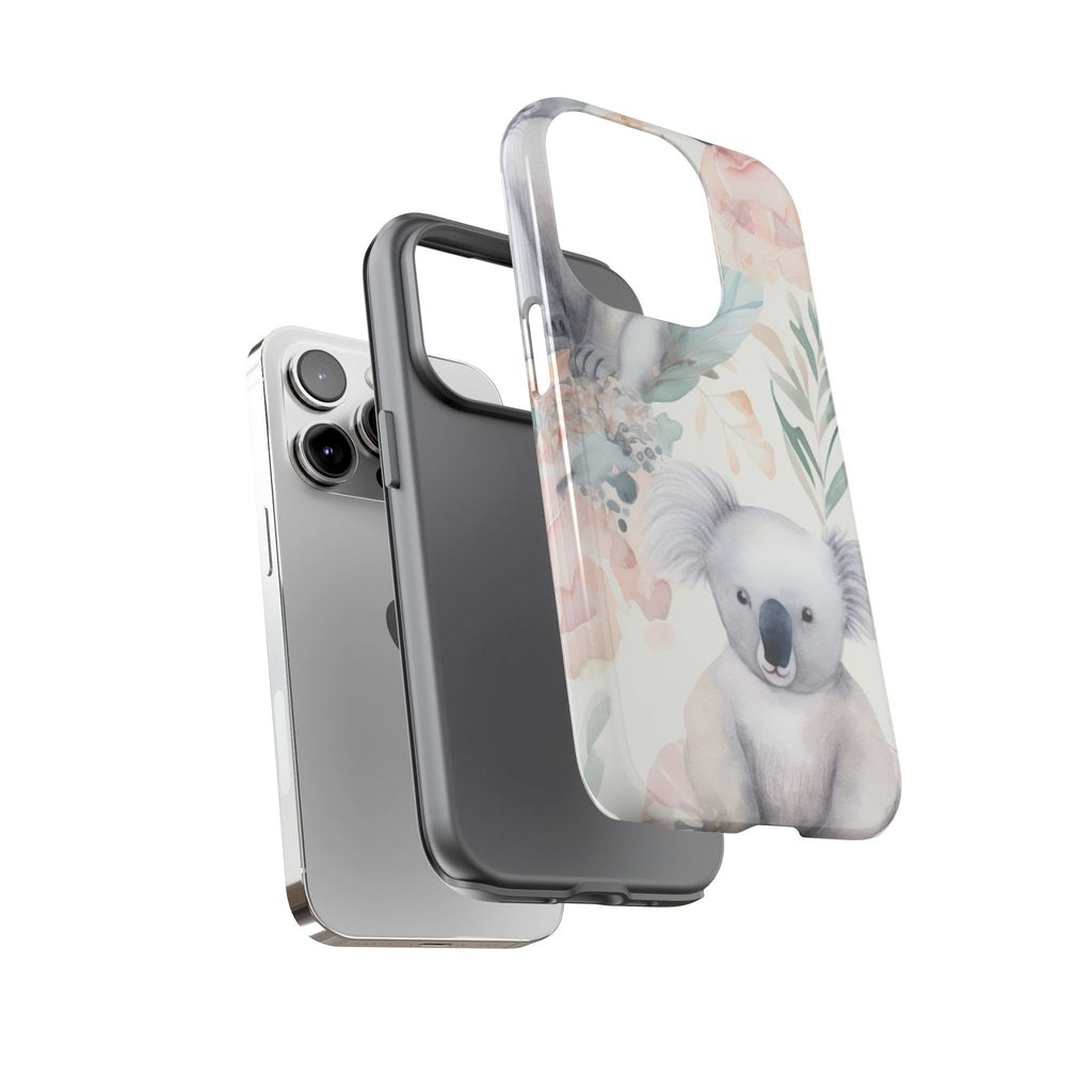 Cute Koala Tough Phone Case – Watercolor Botanical Design