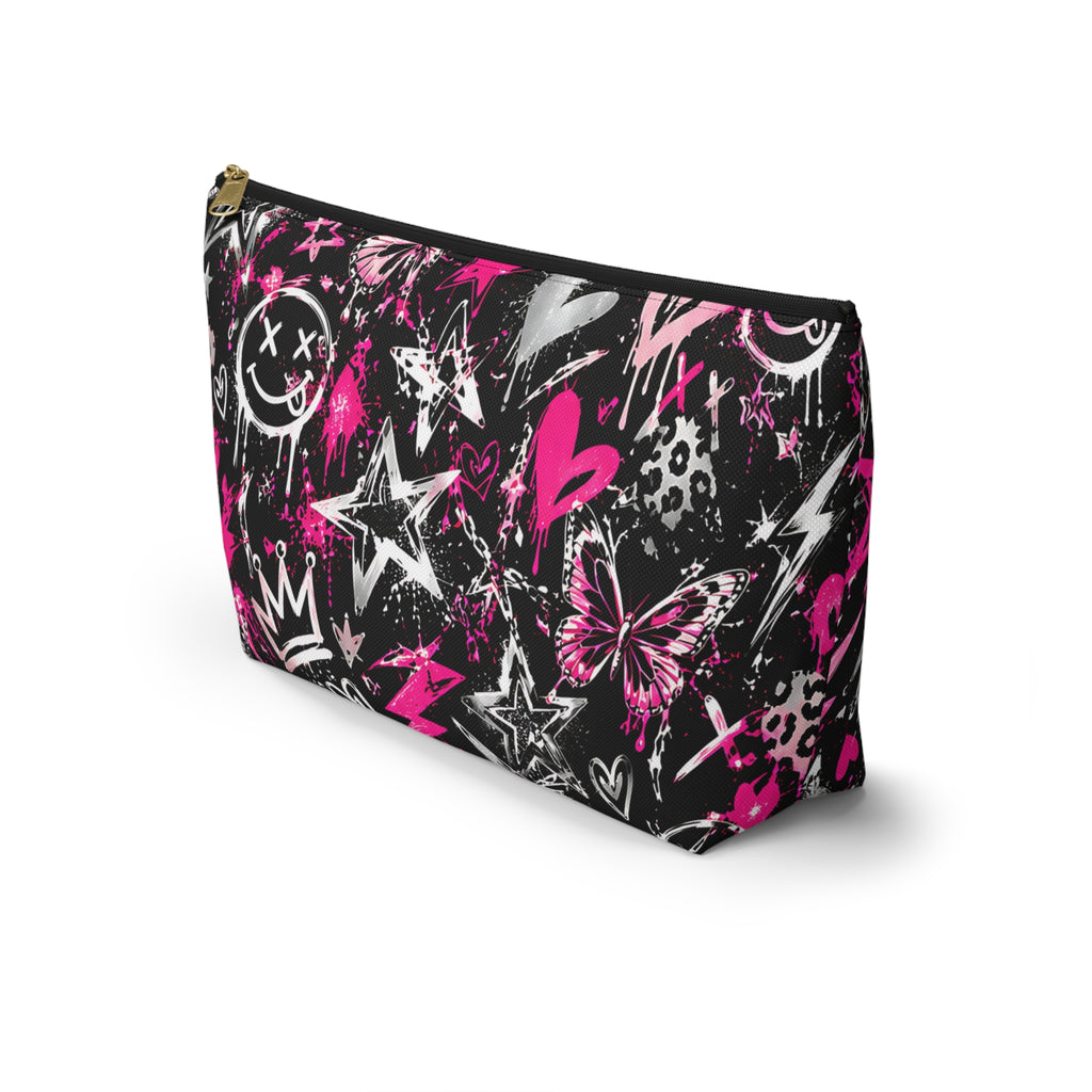 Pink Graffiti Pouch – Smiley Heart Streetwear Print