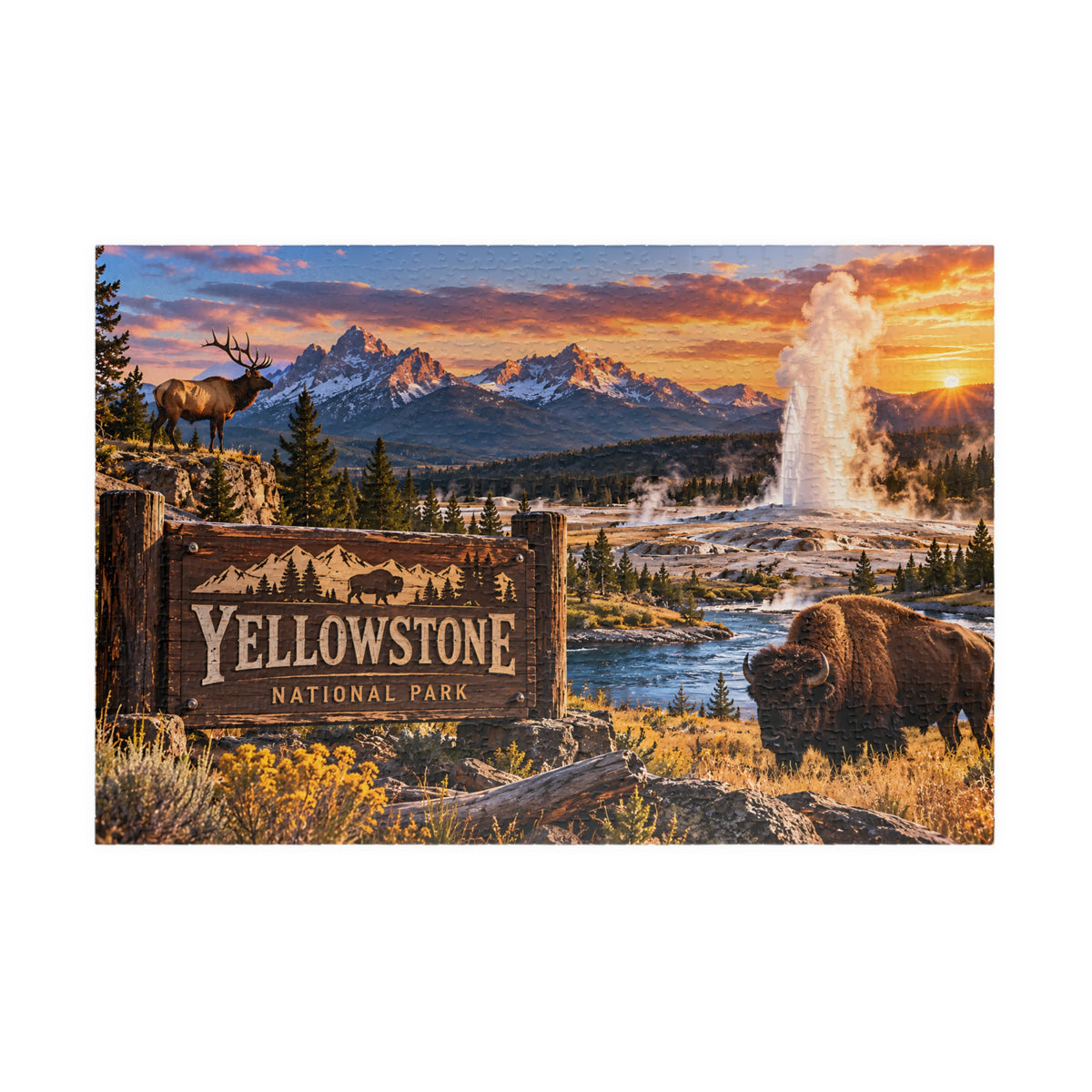 Yellowstone National Park Puzzle – Wildlife & Mountain Landscape (110, 252, 520, 1014-piece)