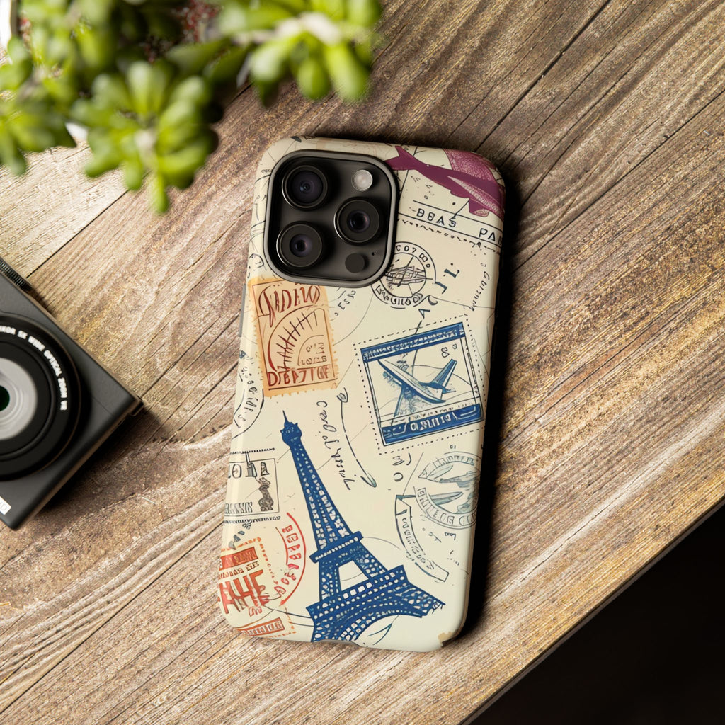 Paris Vintage Travel Tough Phone Case – Eiffel Tower Design