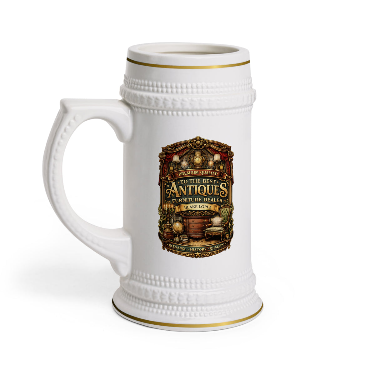 Personalized Antiques Dealer Beer Stein 22oz - Custom Name