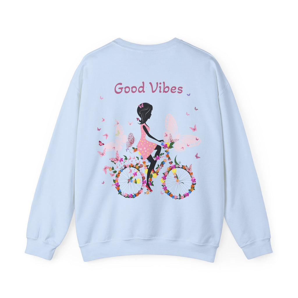 Good Vibes Sweatshirt, Floral Bicycle Crewneck