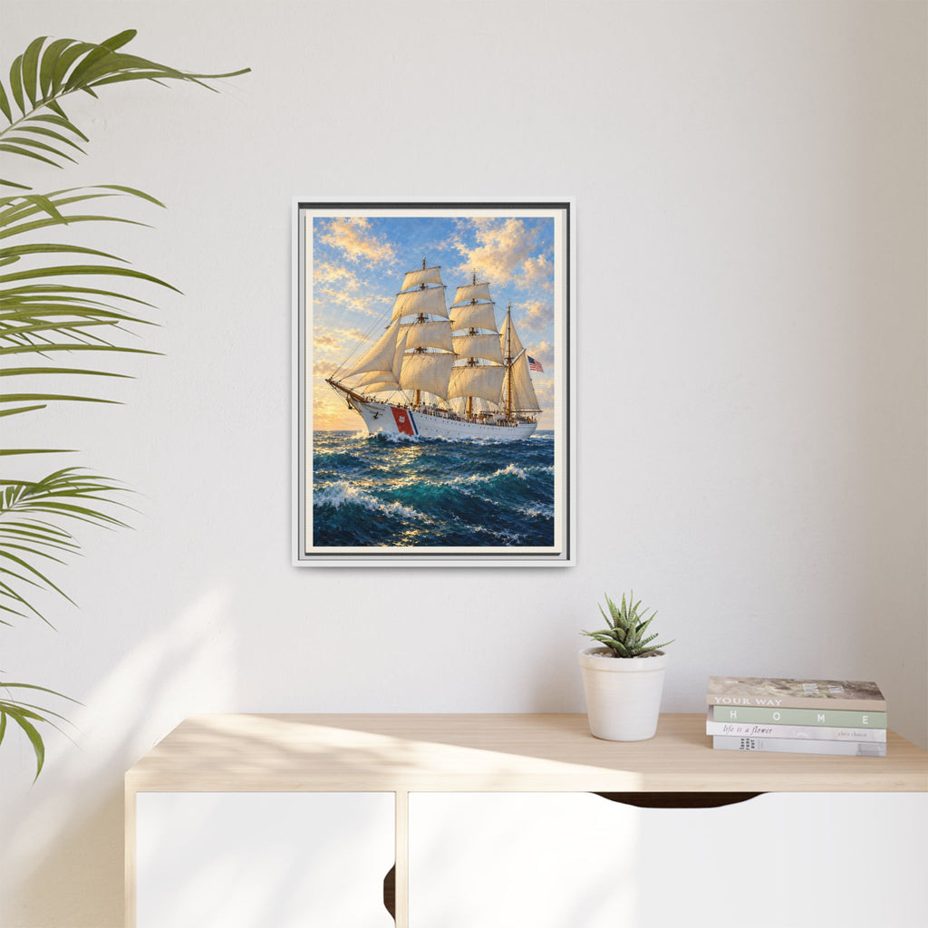 USCGC Eagle (WIX-327) Framed Canvas – US Coast Guard Tall Ship Art